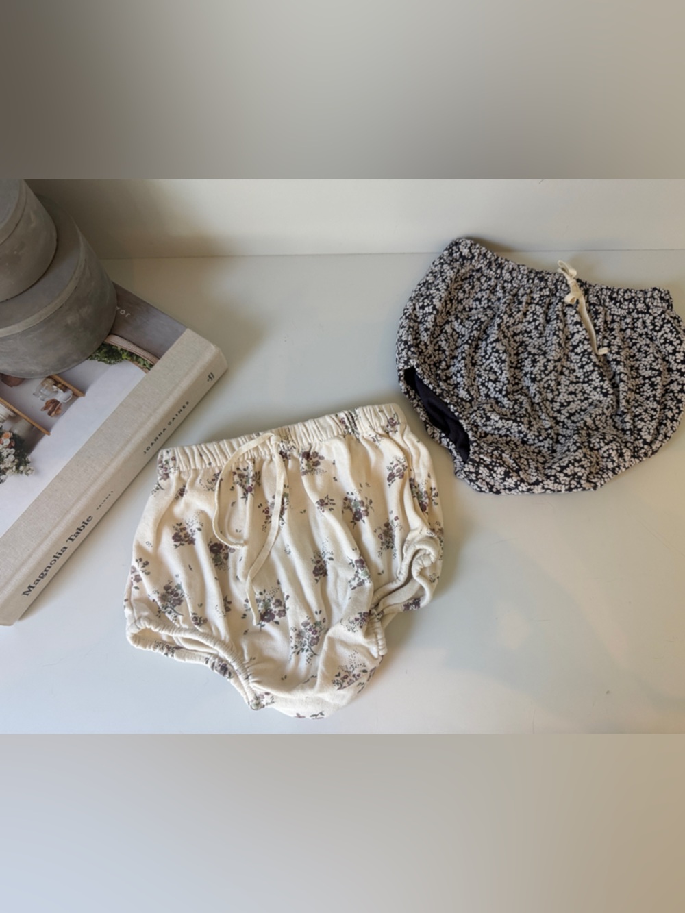 Jamie Kay Pair of Floral Baby Bloomers - Cream & Black